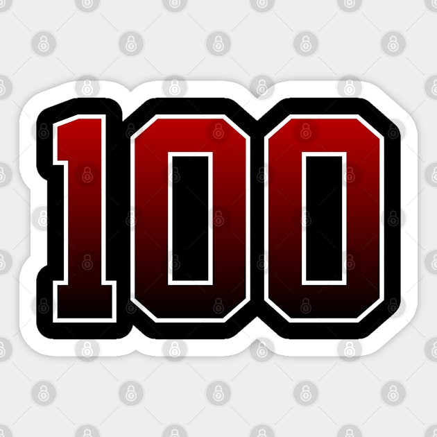 Red number 100 Sticker by Ericokore